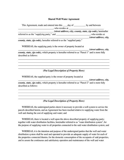 Printable Shared Well Agreement